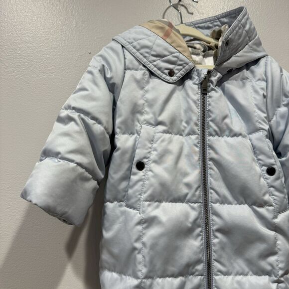 Burberry Snowsuit Down Filled Quilted Puffer Blue Nova Check Baby sz 12 month - Picture 3 of 16